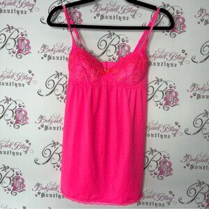 La senza tank top bustier cami neon pink Lacie Pink Lace Trim Chemise